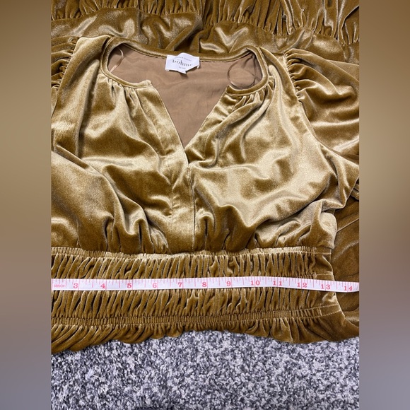 Bohme Gold Velvet Velour Tiered Smocked Festive Maxi Dress Sz Small Worn Once - Picture 9 of 10